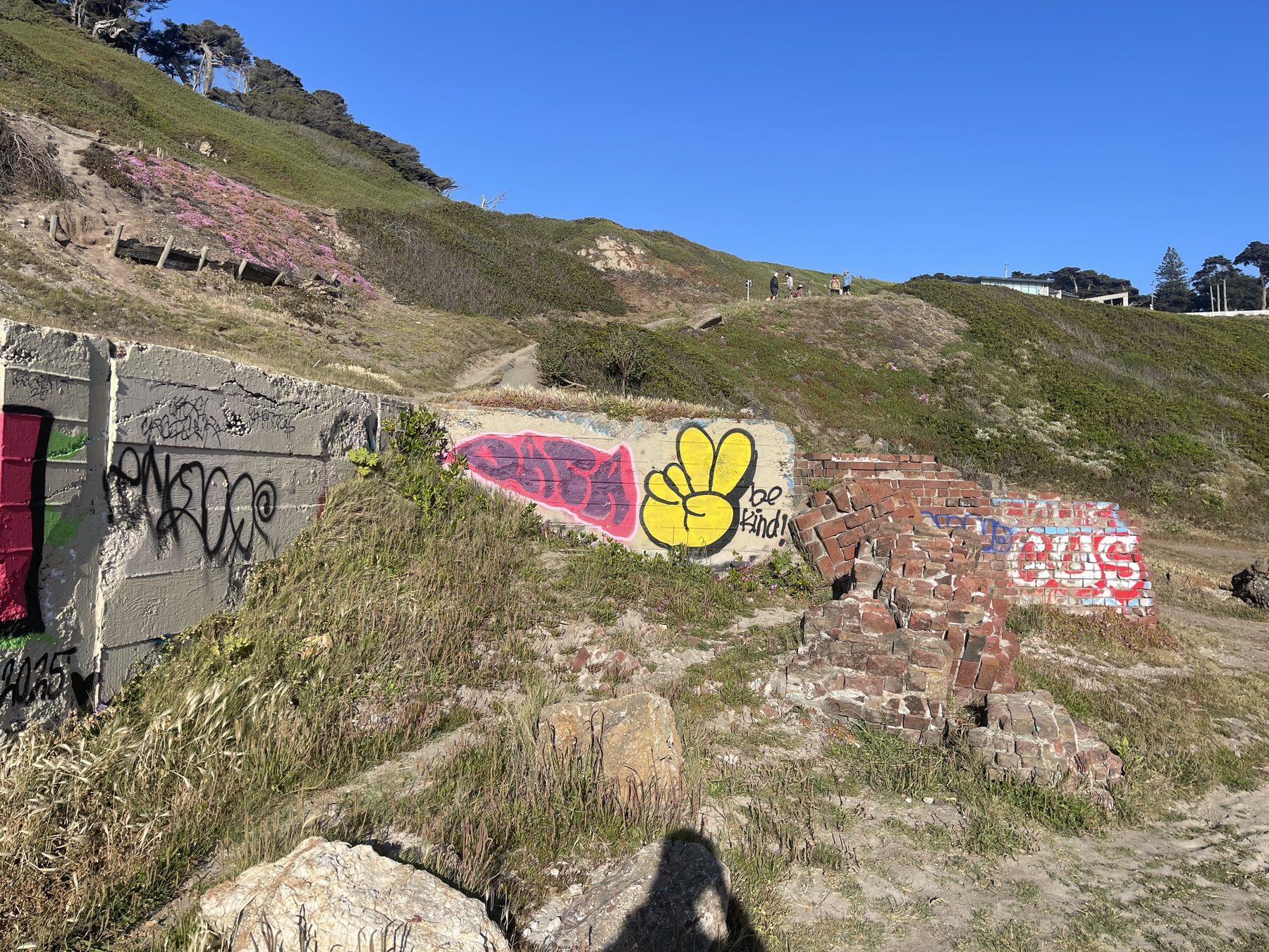Graffiti on the old coastal ruins.