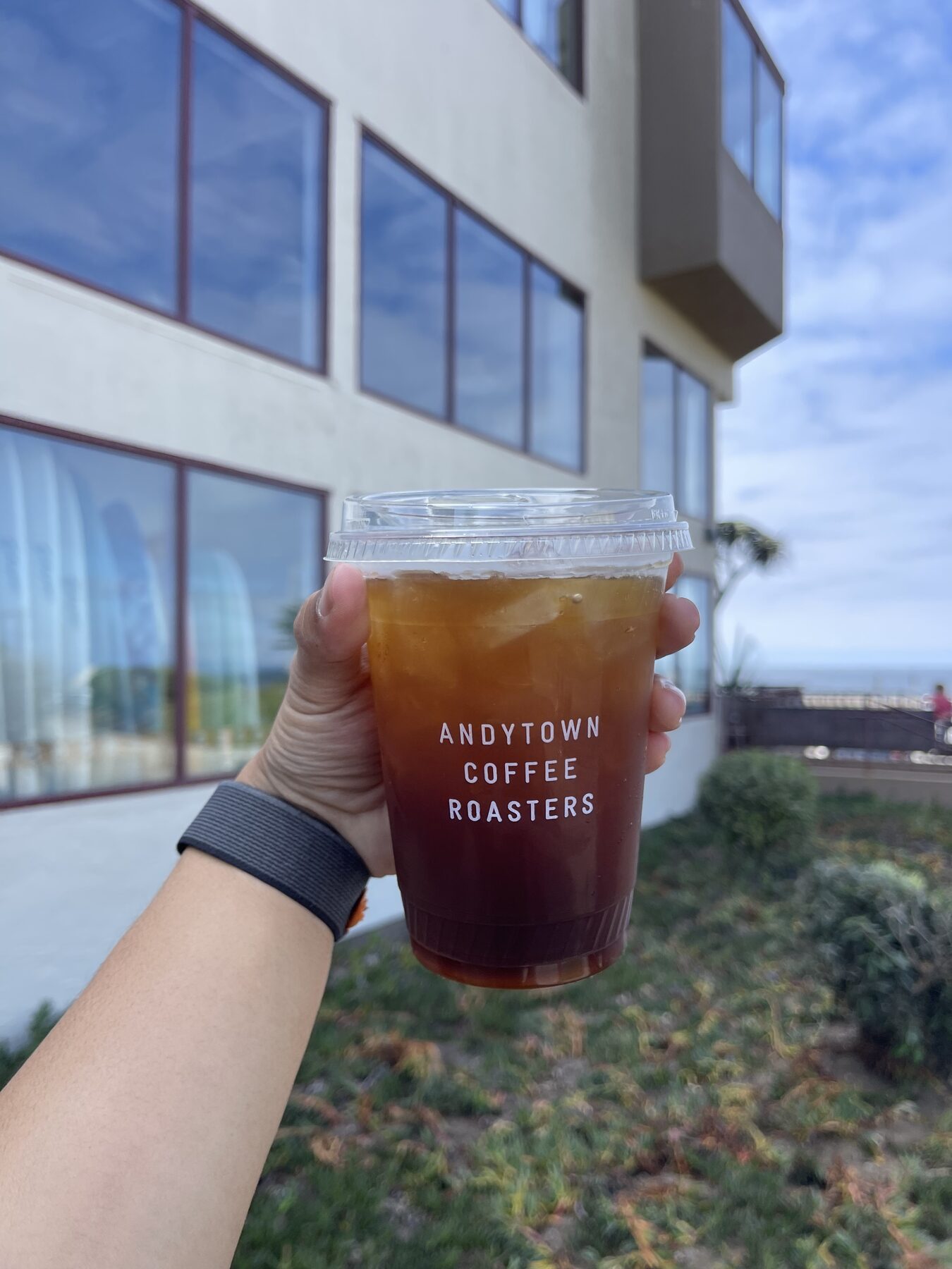 An iced coffee along the way.