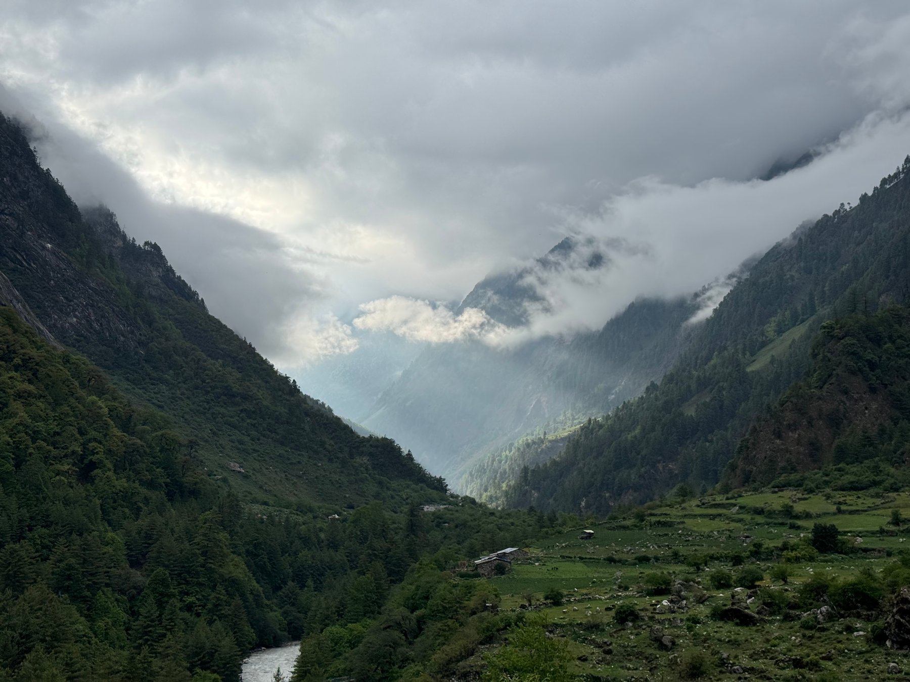 Clouds filling the valley.