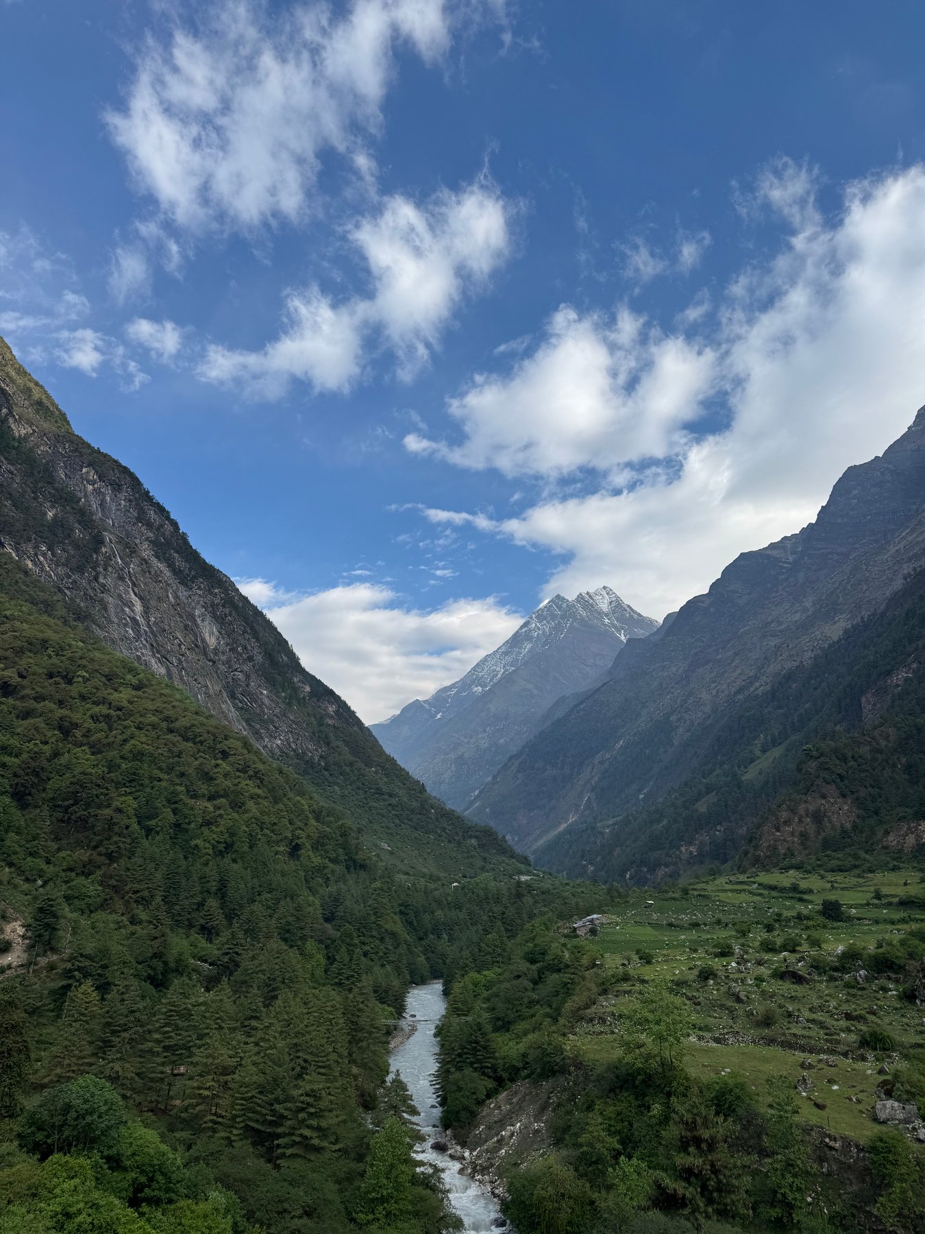 Blue skies over the river valley.